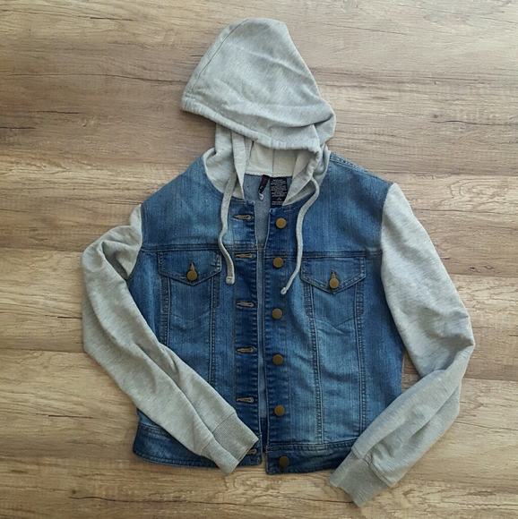 blue jean sweatshirt jacket